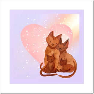 cute family of cats Posters and Art